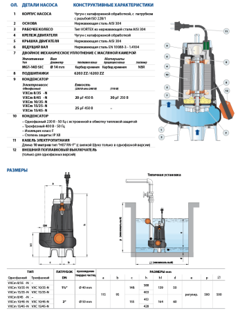 Фекальный насос Pedrollo VXCm 8/35-N