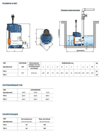 Дренажный насос Pedrollo TEX 3