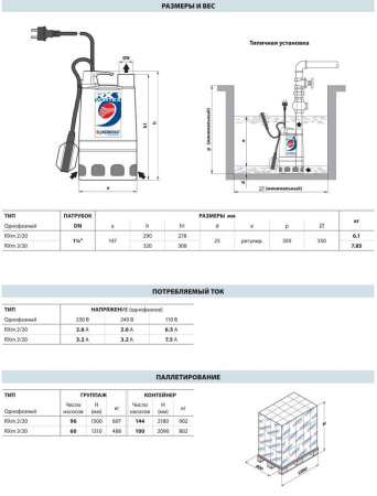 Дренажный насос Pedrollo RXm 3/20 (каб. 5м)
