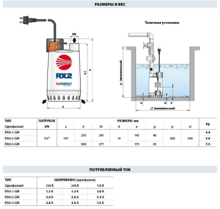 Дренажный насос Pedrollo RXm 3-GM