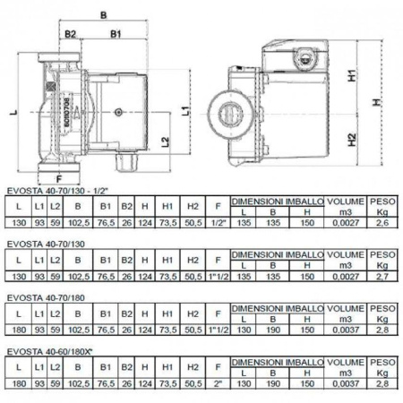 Насос циркуляционный бытовой DAB EVOSTA 40-70/130 DPC 1/2