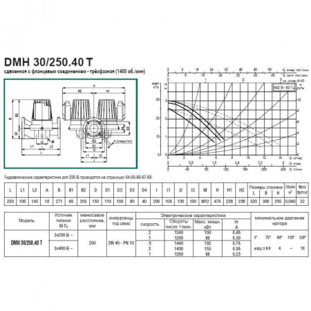 Насос циркуляционный промышленный DAB DMH 30/250.40 T