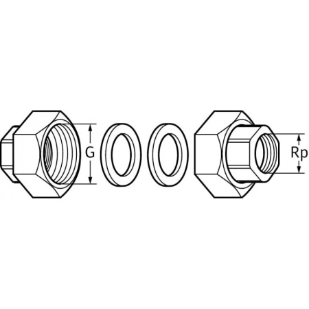 Комплект чугунных гаек UNION KIT 2" х 1 1/4" F