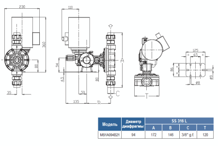 Дозирующий насос Seko Spring MS1A094B21
