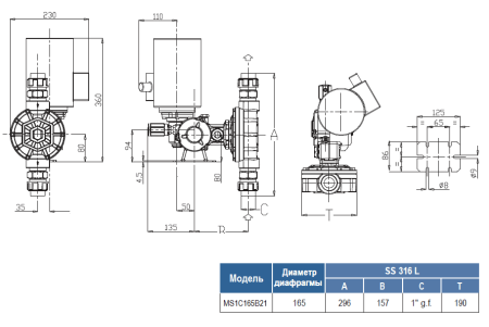 Дозирующий насос Seko Spring MS1C165B21