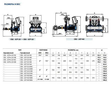 Промышленная насосная станция Pedrollo CB2 - 2CP 32/210B