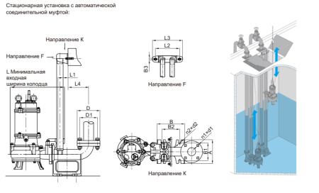 Автоматическая трубная муфта для насоса WQ DN50, TOS-50, мощность 0.55 кВт и выше