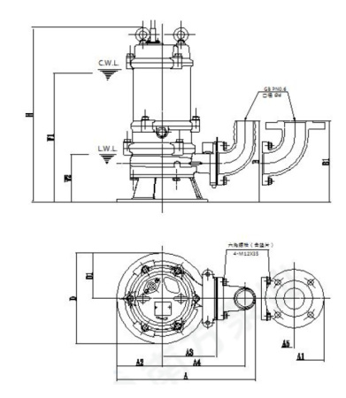 Автоматическая трубная муфта для насоса WQ DN150, TO-150, мощность свыше 30 кВт